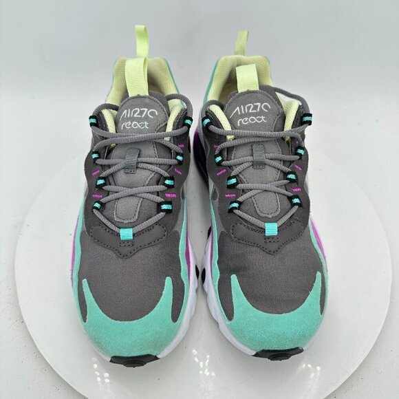 Nike Air Max 270 React Youth Size 6Y Women 7.5 BQ0103-007 Gunsmoke Violet Shoes - Picture 3 of 13